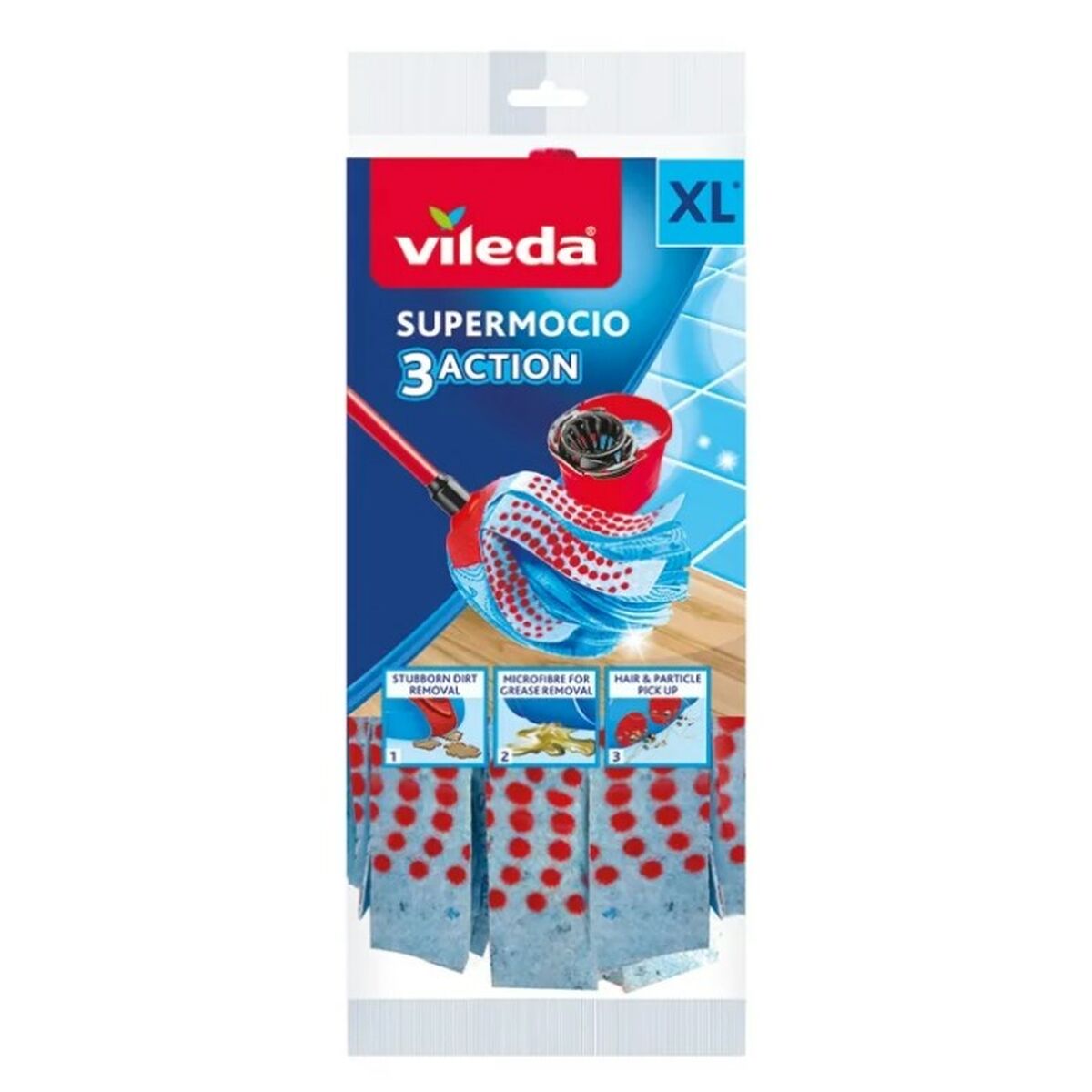 Zwabber Vileda 3Action Velour XL Blauw Rood